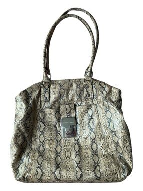 Dana Buchman Beige Snake-Print Shoulder Tote